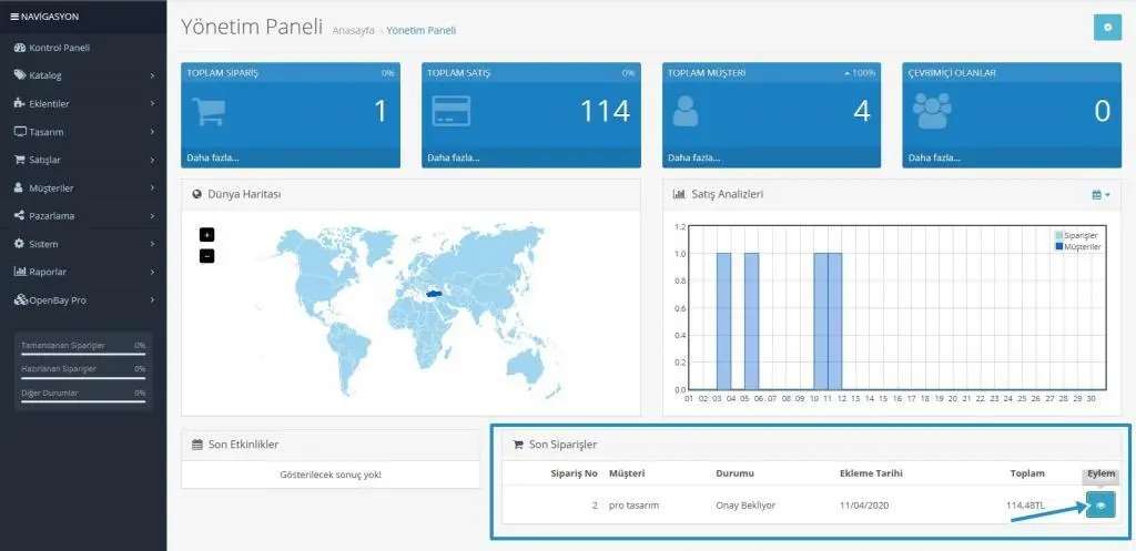 Opencart Sipariş Yönetimi Nasıl Yapılır