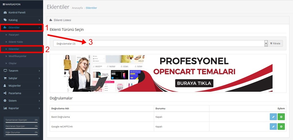 Opencart istenmeyen e-postaları ve üyelikleri engelleme