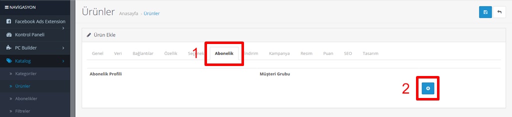 Opencart abonelik oluşturma