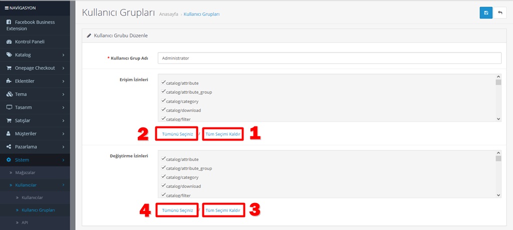 Opencart erişim izniniz yok uyarısının çözümü
