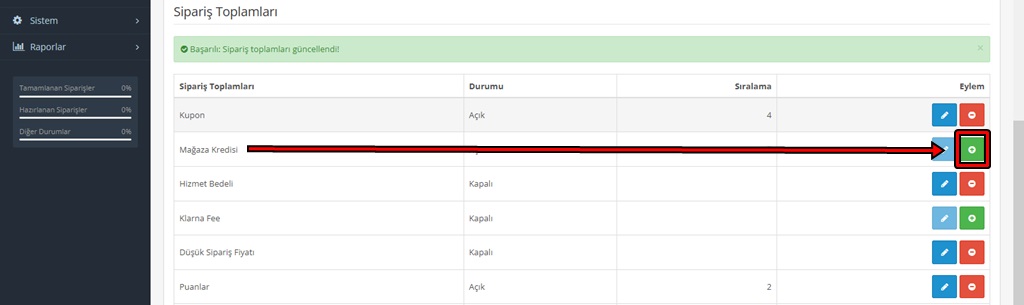 Opencart Mağaza Kredisini Aktif Etme İşlemi