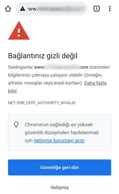 Bağlantınız Gizli Değil Sorunu