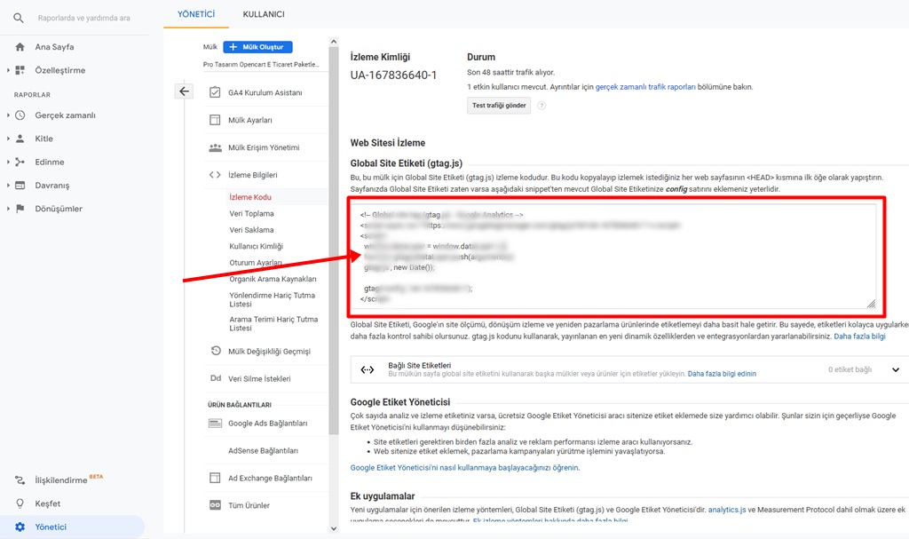 google analytics izleme kodu
