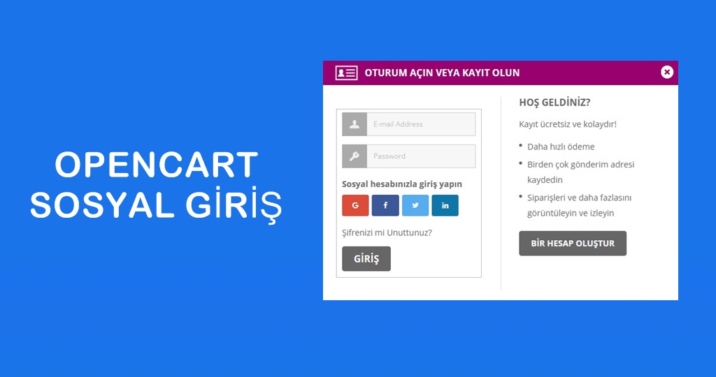 Opencart Sosyal Ağlarla Giriş