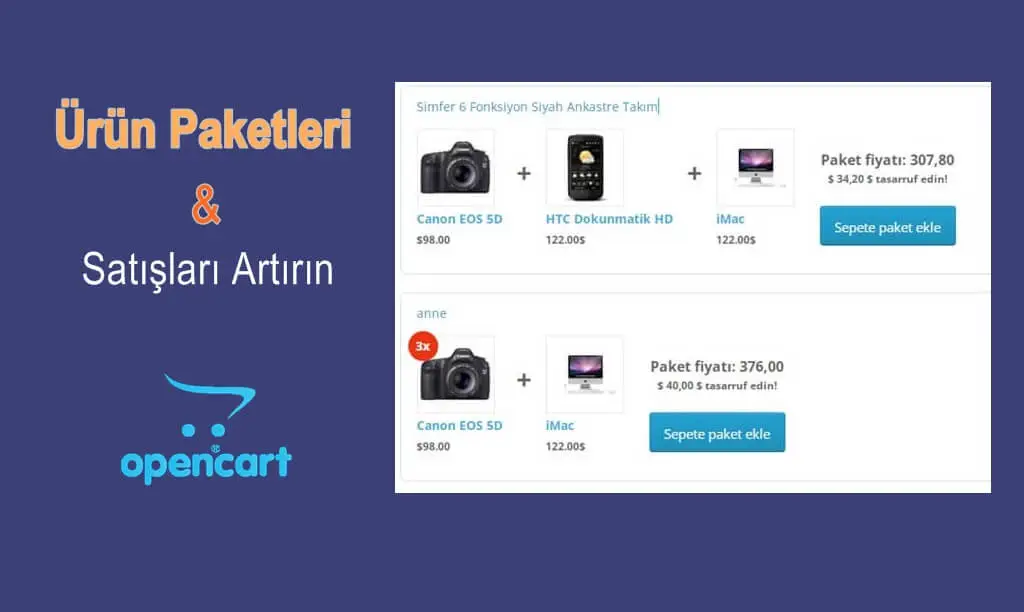 Opencart ürün paketleri ile satışları artırın